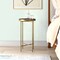 Gold Finish Metal Round End Table Nightstand with Removable Tray Top